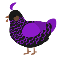 A sable and violet chicken with a lace pattern