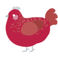 A crimson and red chicken with a half-lace pattern