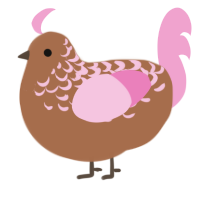 A brown and pink chicken with a half-lace pattern