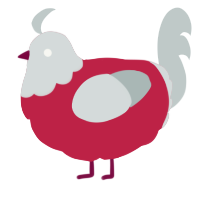 A crimson and silver chicken with a head pattern