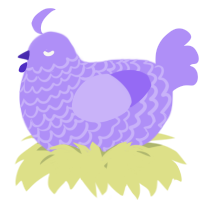 A lilac chicken with a lace pattern