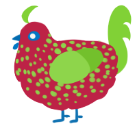 A crimson and grass chicken with a speckle pattern