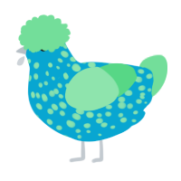 A cerulean and spring chicken with a speckle pattern