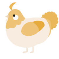 A cream and honey chicken with a head pattern