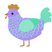 A lilac and mint chicken with a lace pattern