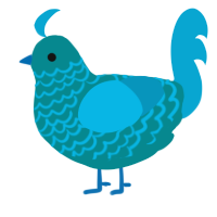 A teal and cerulean chicken with a lace pattern