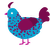 Fruit by the Foot, a cerulean and wine chicken with a speckle pattern