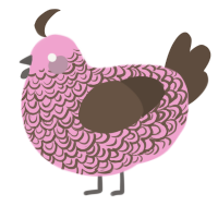 A pink and bark chicken with a double-lace pattern