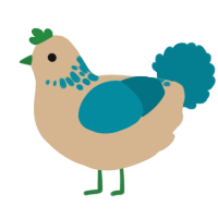 A beige and sea chicken with a neck-speckle pattern