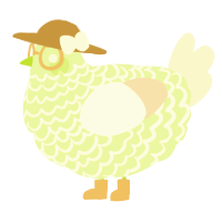 A apple and cream chicken with a lace pattern
