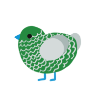 Stone, a viridian and silver chicken with a lace pattern