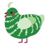 A viridian and gluppy chicken with a bar pattern