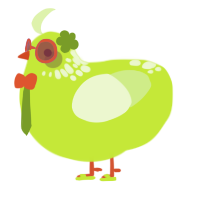 A lime and apple chicken with a neck-speckle pattern