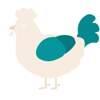 A cream and teal chicken