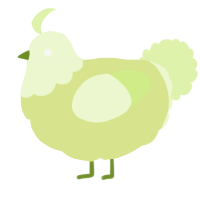 A lemon and apple chicken with a head pattern