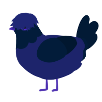 A navy and tumblr chicken with a head pattern