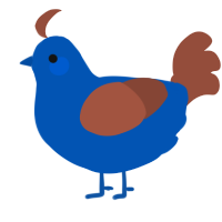 A ultramarine and russet chicken
