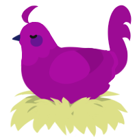 A plum chicken with a head pattern