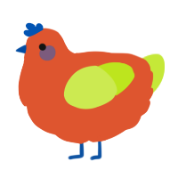 A vermilion and lime chicken