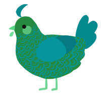 A viridian and teal chicken with a double-lace pattern
