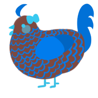A russet and sapphire chicken with a lace pattern