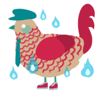 A beige and crimson chicken with a lace pattern
