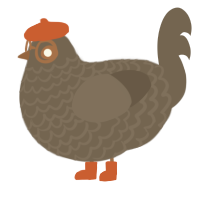 A grey chicken with a lace pattern