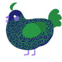 A navy and viridian chicken with a double-lace pattern