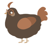 A bark and brown chicken
