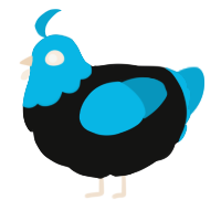 A black and cerulean chicken with a head pattern