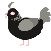 A sable and ash chicken with a neck-speckle pattern
