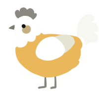 A honey and white chicken with a head pattern