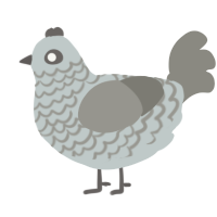 A silver and ash chicken with a lace pattern