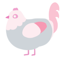 A mist and rose chicken with a head pattern