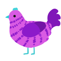 Pun Hypotheticals, a orchid and violet chicken with a bar pattern