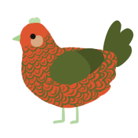 A vermilion and olive chicken with a double-lace pattern