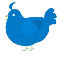 Chatty Bluebird, a sapphire chicken with a speckle pattern