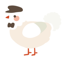 A cream and white chicken with a head pattern