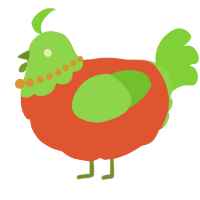 A vermilion and grass chicken with a head pattern