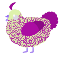 A apple and plum chicken with a double-lace pattern