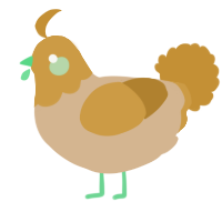 A beige and gold chicken with a head pattern