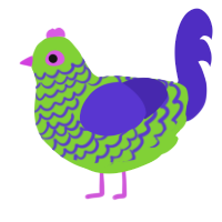 A grass and indigo chicken with a lace pattern
