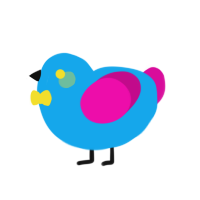 A sky and fuchsia chicken
