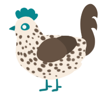 A cream and bark chicken with a speckle pattern