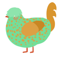 A spring and orange chicken with a speckle pattern