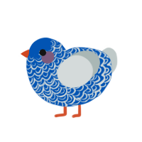 Flagrant, a ultramarine and silver chicken with a double-lace pattern