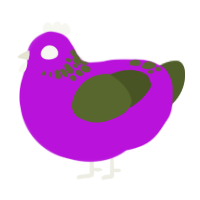A amethyst and olive chicken with a neck-speckle pattern