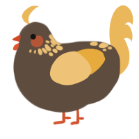 A bark and honey chicken with a neck-speckle pattern