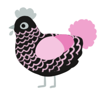 A sable and pink chicken with a lace pattern