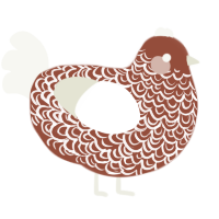 A russet and white chicken with a double-lace pattern